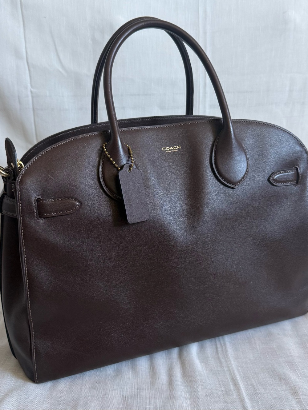 Coach Soft Empire Carryall Bag 40 Brass Maple Natural Grain Leather